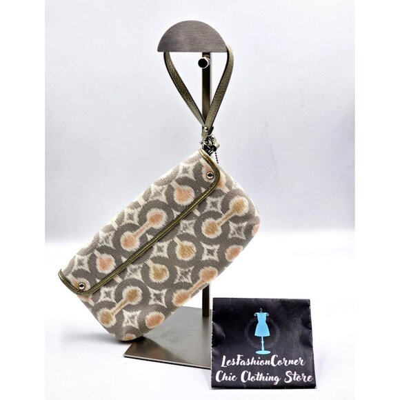 Coach Women's Gray Kristin Op Art Signature Ikat Wristlet Clutch Bag  356 - Picture 11 of 13